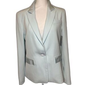 Rag & Bone Tailored Single Button Blazer Textured Lapel Light Blue Womens